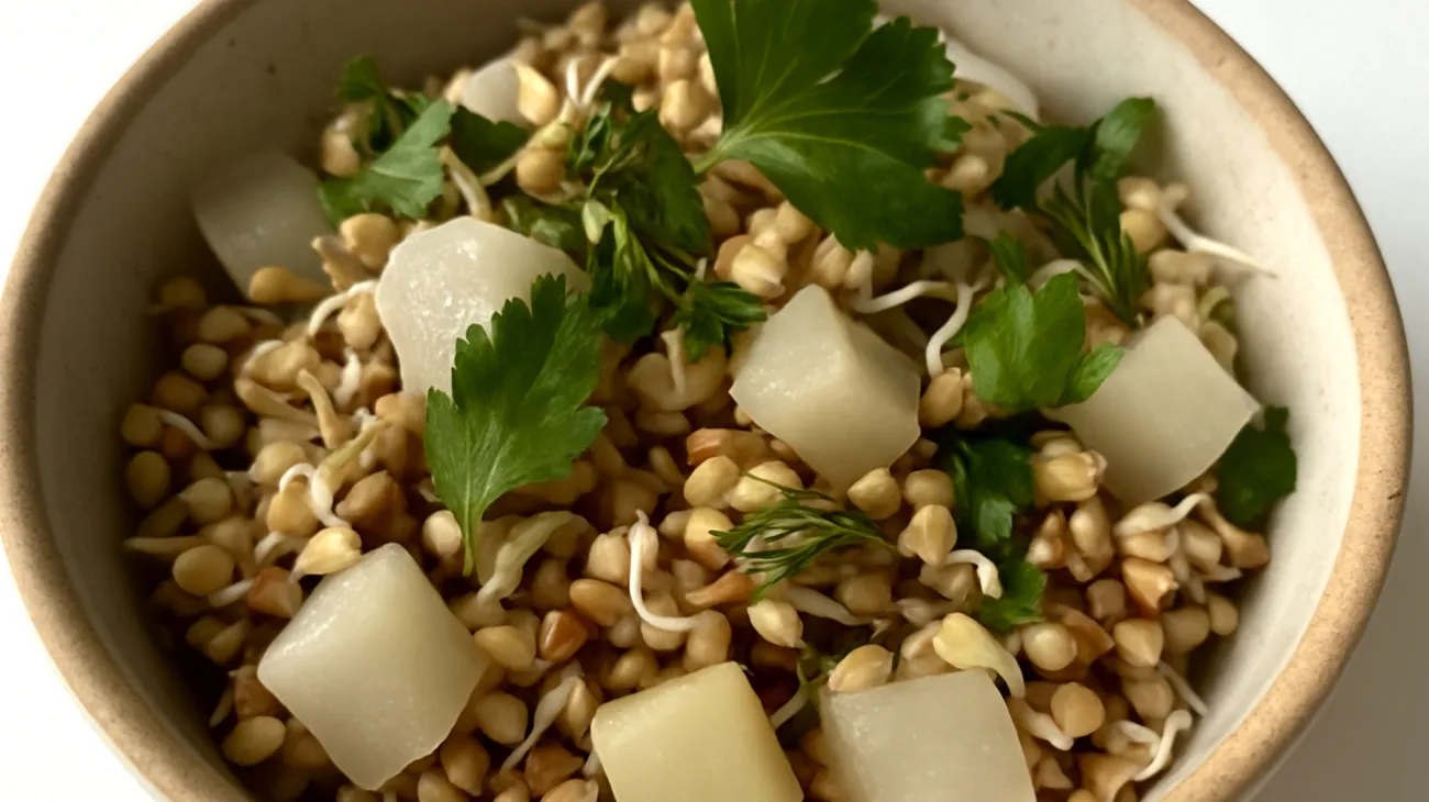 Buchweizen-Sprossen-Salat mit fermentierten Rüben"